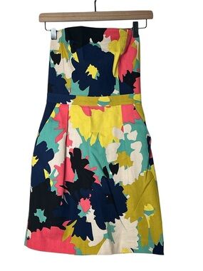 Beth Bowley strapless fit and flare yellow and pink floral dress size 2 B193